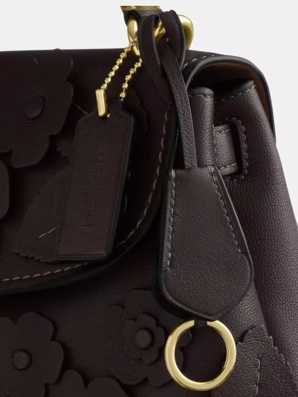 COACH CDY44 Emory Top Handle Bag with Floral Appliqué in Maple *SEALED* - Picture 9 of 13